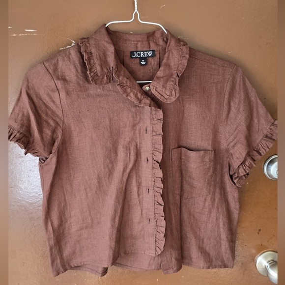 J. Crew Tops - J. Crew Pink Cuffed Sleeve Crop Blouse
